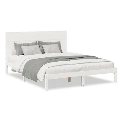 (white, x cm) vidaXL Bed Frame Bed Base Bedstead Bedroom Mattress Foundation Solid Wood Pine