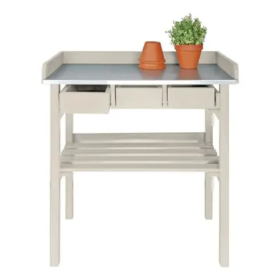 Esschert Design Garden Work Bench White CF29W Piood Outdoor Table Shelf