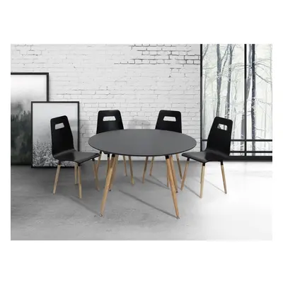 (Black, 120cm) Dining Table - Rubber wood - - black - BOVIO