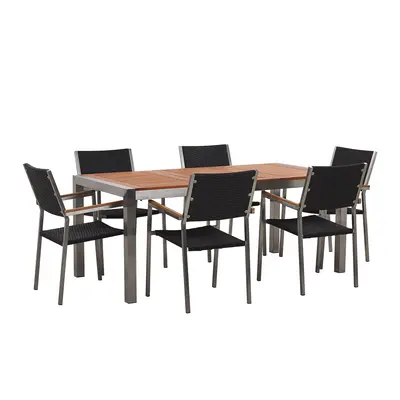 Dining Set for GROSSETO Eucalyptus Wood 180x90x74 cm Black