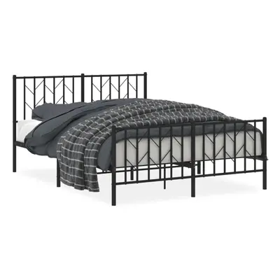 (black, x cm/ with headboard & footboard) vidaXL Metal Bed Frame with Headboard Mattress Foundat