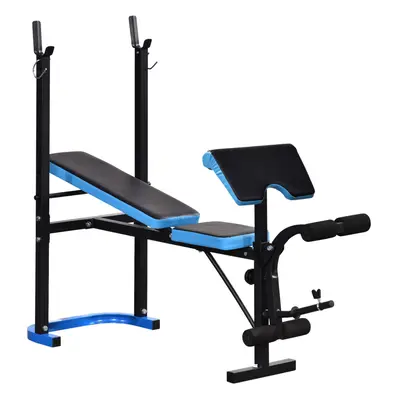 HOMCOM Adjustable Weight Bench with Leg Developer Barbell Rack for Home Gym