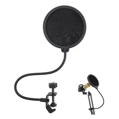 Double Layer Studio Microphone Wind Screen Shield Mesh Gooseneck Noise Filter