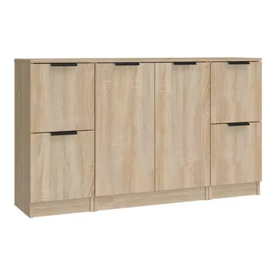 (Sonoma oak) vidaXL 3x Sideboards Engineered Wood Cabinet Home Organiser Multi Colours