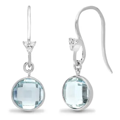 Jewelco London 18ct White Gold Rub Over Set H I1 0.05ct Diamond and Blue 3.3ct Topaz Bubbly Tear