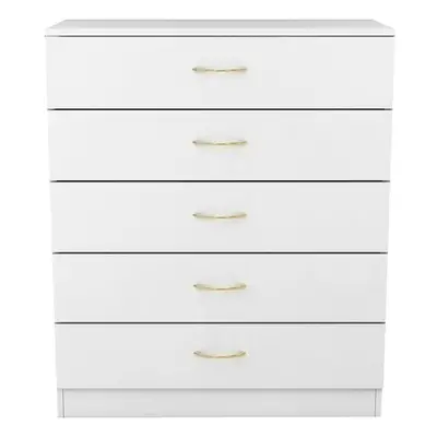 (5 Drawer-With Metal Handles, White) NRG Chest of Drawers With Metal Handles Bedroom Furniture S