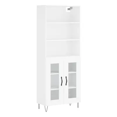 (white, glass doors) vidaXL Highboard Sideboard Cupboard Side Cabinet Grey Sonoma Engineered Woo