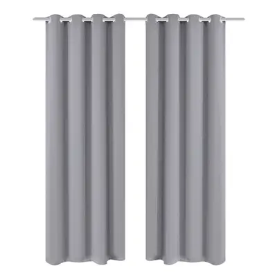 vidaXL 2x Blackout Curtains with Metal Rings 135x245cm Grey Blinds Drapes