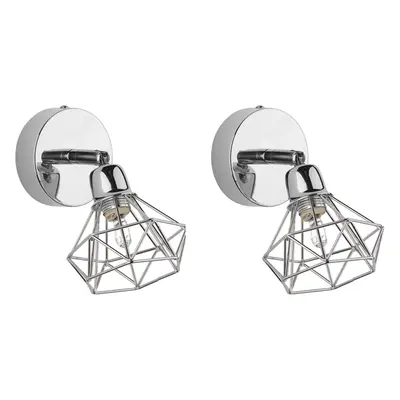 Set of Metal Spotlight Lamps Silver ERMA