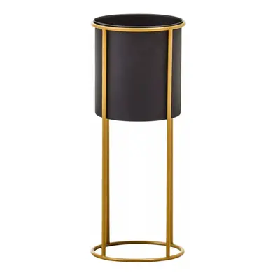 TROSA LARGE BLACK AND GOLD FLOOR STANDING PLANTER