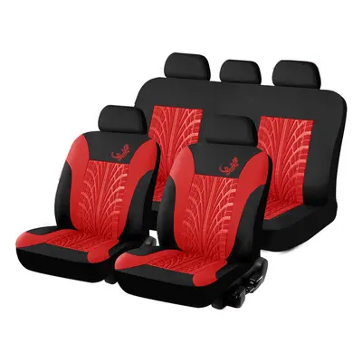 (Red, Pcs) 4PCS/9PCS Car Front Seat Cover Fabric Cases Protector with Tire Track Detail Styling 