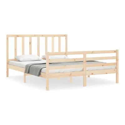 (brown, x cm) vidaXL Bed Frame Bed Base Platform Bed with Headboard Small Double Solid Wood