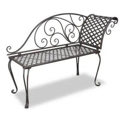 vidaXL Garden Chaise Lounge 128cm Steel Antique Brown Outdoor Bench Seat Chair