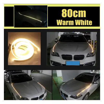 (Warm White) 2PCS Hood LED Light Strip Grilles Under Spoiler Scanning LED Knight Rider