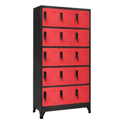 vidaXL Locker Cabinet Anthracite and Red Steel Office Storage Cabinet Locker