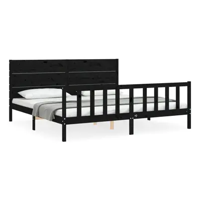 (black, x cm) vidaXL Bed Frame Bed Base Platform Bed with Headboard Grey Single Solid Wood