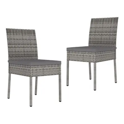 vidaXL 2x Garden Dining Chairs Poly Rattan Grey Outdoor Dinner Chair Seat