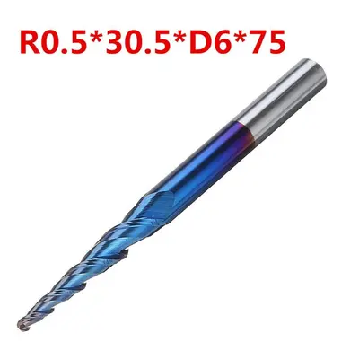 (R0.5*30.5*D6*75) NACO-blue Flutes Ball Nose Milling Cutter R0.25/ R0.5/ R0.75/ R1.0 *30.5*D6*75