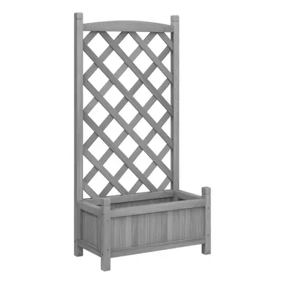 (grey, x 29.5 x cm) vidaXL Planter with Trellis Raised Bed Garden Planter Brown Solid Wood Fir