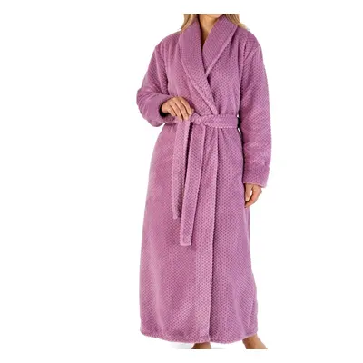 (Heather, - UK 28/30) Slenderella Ladies Waffle Fleece Shawl Collar Long Dressing Gown