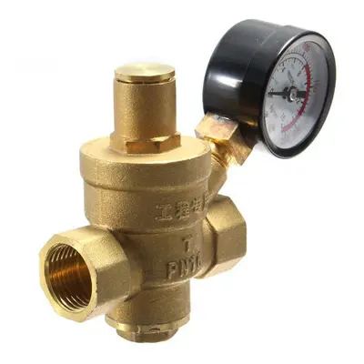 1/2' Inch Brass Water Pressure Reducing Regulator Reducer & Gauge Adjustable