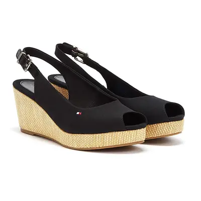 (5) Tommy Hilfiger Iconic Elba Sling Back Womens Wedge Sandals in Black