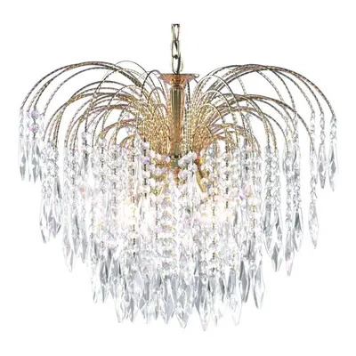 5 Light Gold Plated Waterfall Crystal Chandelier