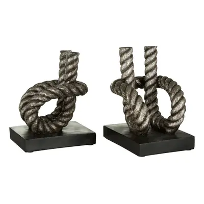 Set Of Rope Bookends, Silver