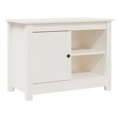 (White) vidaXL Solid Wood Pine TV Cabinet Wooden TV Console Sideboard Multi Colours