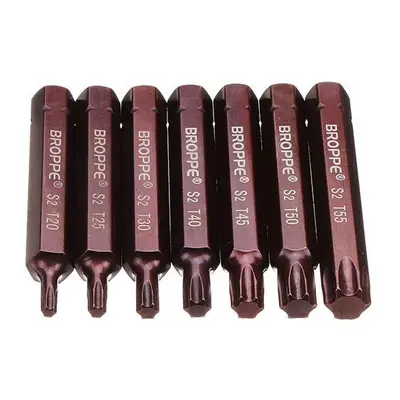 7pcs T20-55 75mm Magnetic Torx Screwdriver Bit 10mm Hex Shank for Impact Screwdriver