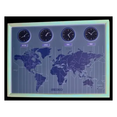 Seiko World Time Quartz Wall Clock with Cities & Times QXA722B