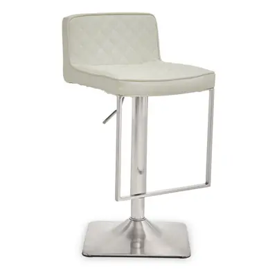 Premier Housewares Baina White And Chrome Bar Stool With Square Base