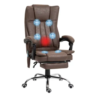 Vinsetto 6-Point Vibrating Heat Massage Chair w/ Microfibre Upholstery Brown