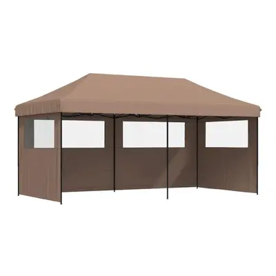 (brown, with sidewalls) vidaXL Foldable Tent Pop-Up with Side Walls Outdoor Party Tent Garden Ga