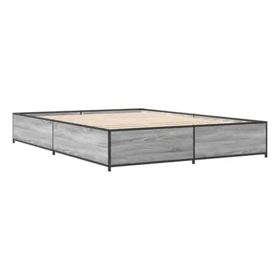 (grey sonoma, x cm) vidaXL Bed Frame Bed Base Sonoma Oak 160x200 cm Engineered Wood and Metal