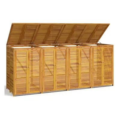 (4 bins) vidaXL Triple Garbage Bin Shed Wheelie Bin Shed Hideaway Solid Wood Acacia