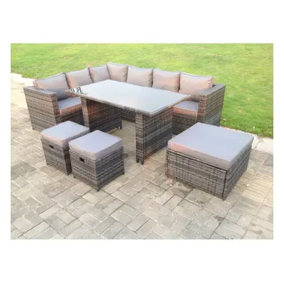 Fimous Wicker PE Rattan Corner Sofa Set Garden Furniture Armchair Table