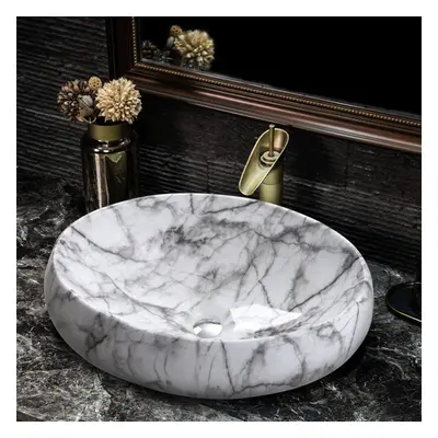 Modern Oval Marble Bathroom Vessel Sink