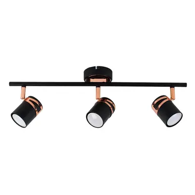 Modern Matt Black & Copper Way Adjustable Straight Bar Living Room Kitchen Ceiling Spotlight