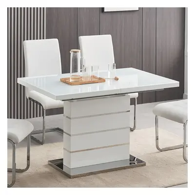 Frias High Gloss White Modern Extending Dining Table