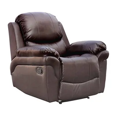 (Brown) MADISON BONDED LEATHER RECLINER ARMCHAIR SOFA HOME LOUNGE CHAIR RECLINING GAMING