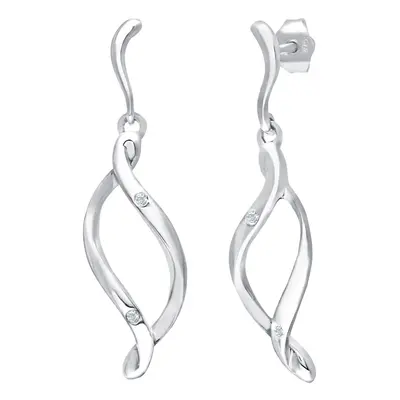 Jewelco London 9ct White Gold Round 2pts Diamond Twist Drop Earrings - PE0AXL3425W