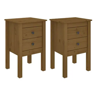 (honey brown, 2) vidaXL 1/2x Solid Wood Pine Bedside Cabinet Side Table Furniture Multi Colours