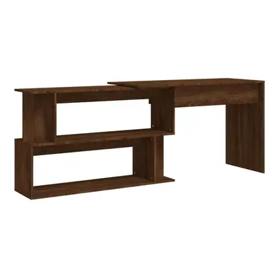 (brown oak) vidaXL Corner Desk Writing Rotable Table Engineered Wood Desk Multi Colours