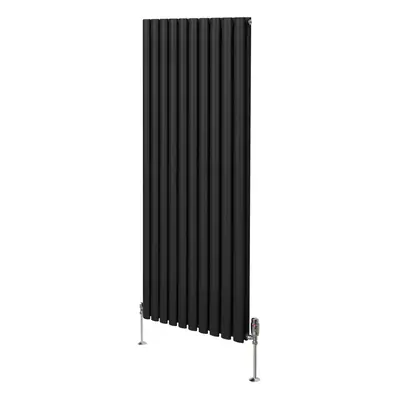 (1600mm x 600mm, Black) Oval Column Designer Radiator & TRV Valves