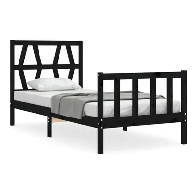 (black, x cm) vidaXL Bed Frame Platform Bed with Headboard Black Small Single Solid Wood