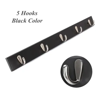 (Black 1) Metal Hooks Wall Mounted Bamboo Hanging Rack Wall Hanger for Coat Clothes Towel