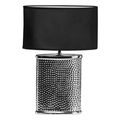 Regents Park Ceramic Table Lamp Hammered Chrome Effect Black Desk Living Decor