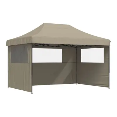 (taupe, with sidewalls) vidaXL Foldable Party Tent Pop-Up with Sidewalls Patio Gazebo Canopy She