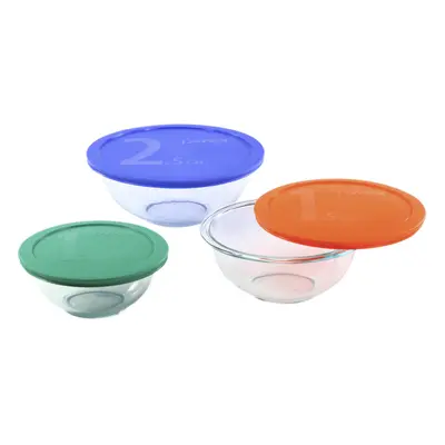 Pyrex Smart Essentials 6-Piece Glass Mixing Bowl Set,1.5 quarts